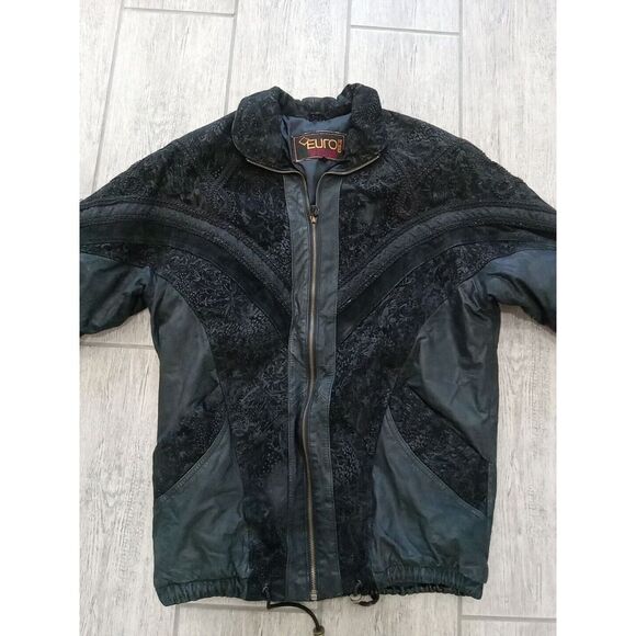 Euro Mond Top Black Leather Jacket Women Small California VTG - Picture 2 of 10